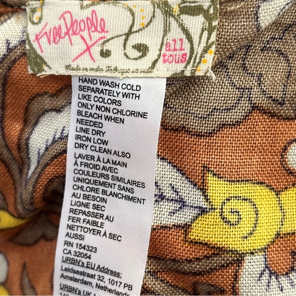 Free People Bold Orange/Yellow/Tan Floral Paisley Open Front Soft Ruana Kimono - Picture 8 of 9